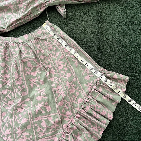 REVOLVE Cleobella Paola Ankle Asymmetrical Ruffle Dress Border Print Size Medium - Picture 15 of 16